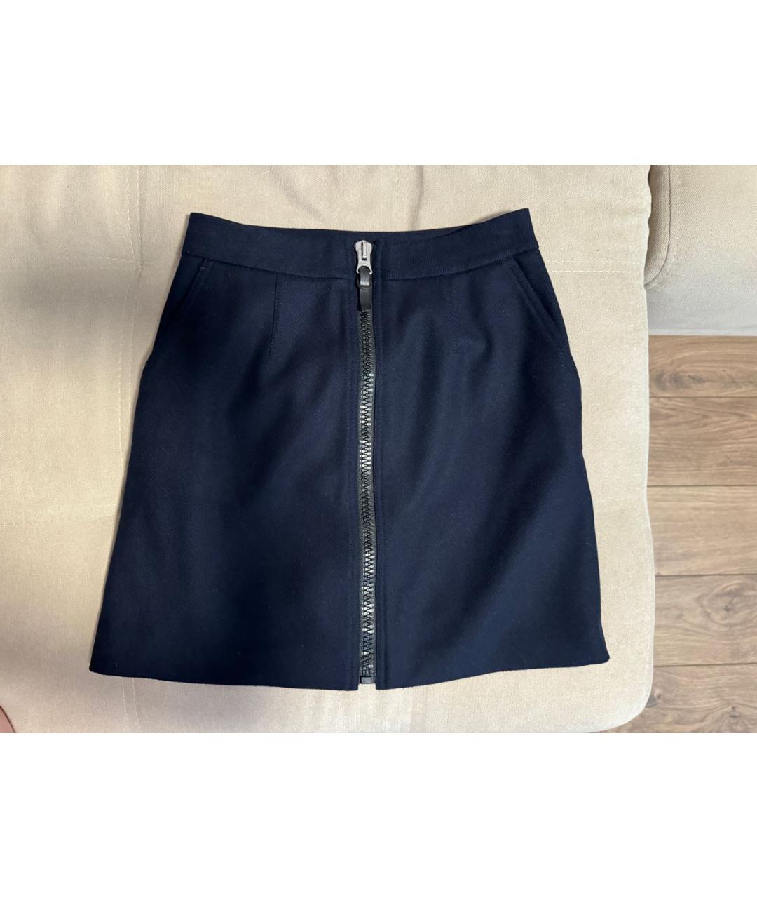 ACNE STUDIOS Темно-синяя шерстяная юбка мини, фото 8