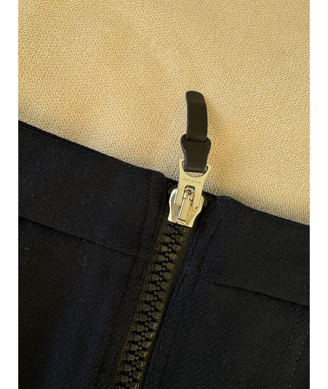 ACNE STUDIOS Темно-синяя шерстяная юбка мини, фото 5