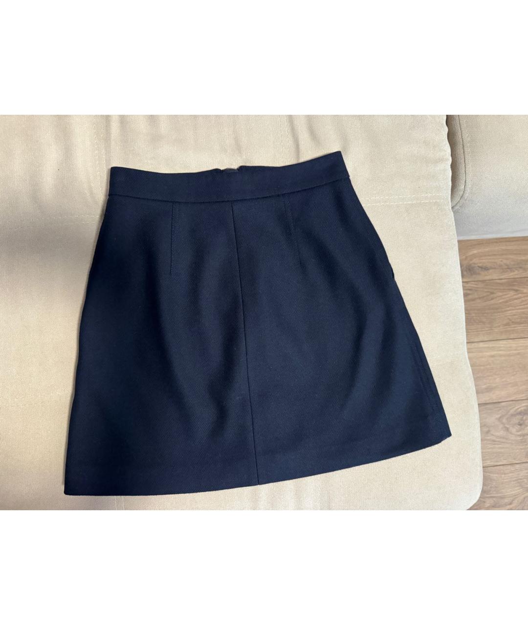 ACNE STUDIOS Темно-синяя шерстяная юбка мини, фото 2