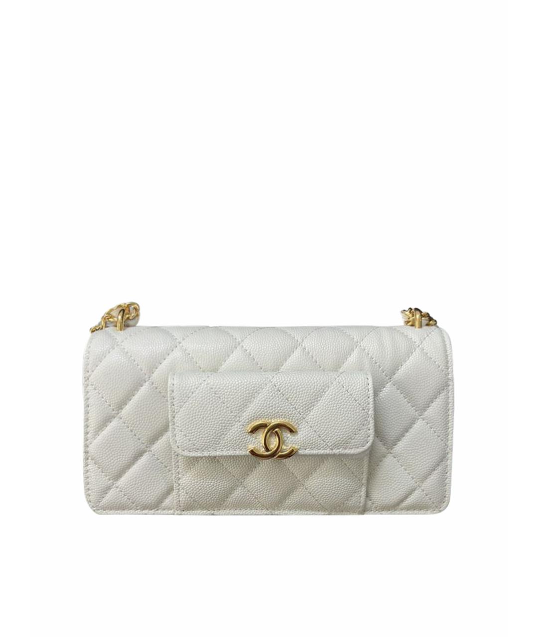 CHANEL PRE-OWNED Белая кожаная сумка через плечо, фото 1