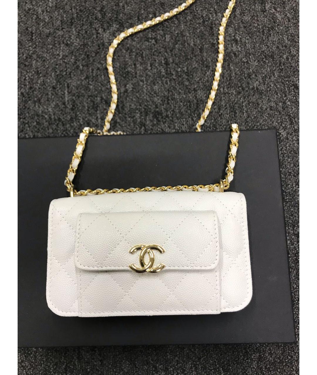 CHANEL PRE-OWNED Белая кожаная сумка через плечо, фото 2