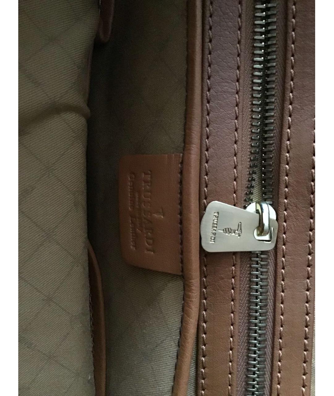 TRUSSARDI Бежевый кожаный портфель, фото 8