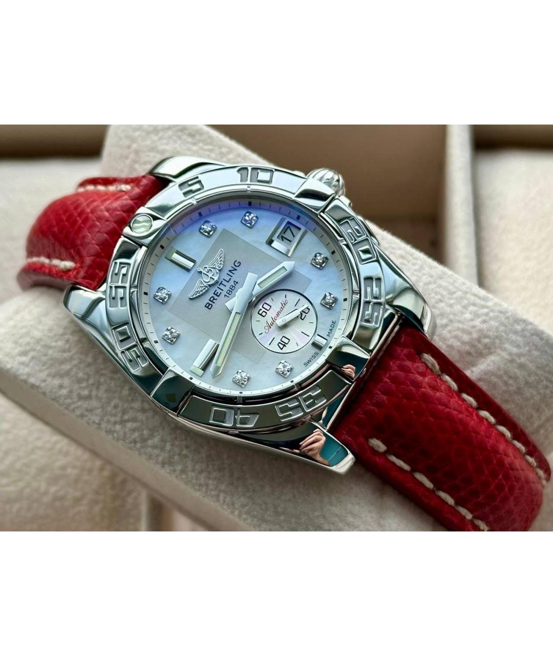 BREITLING Красные часы из экзотической кожи, фото 2