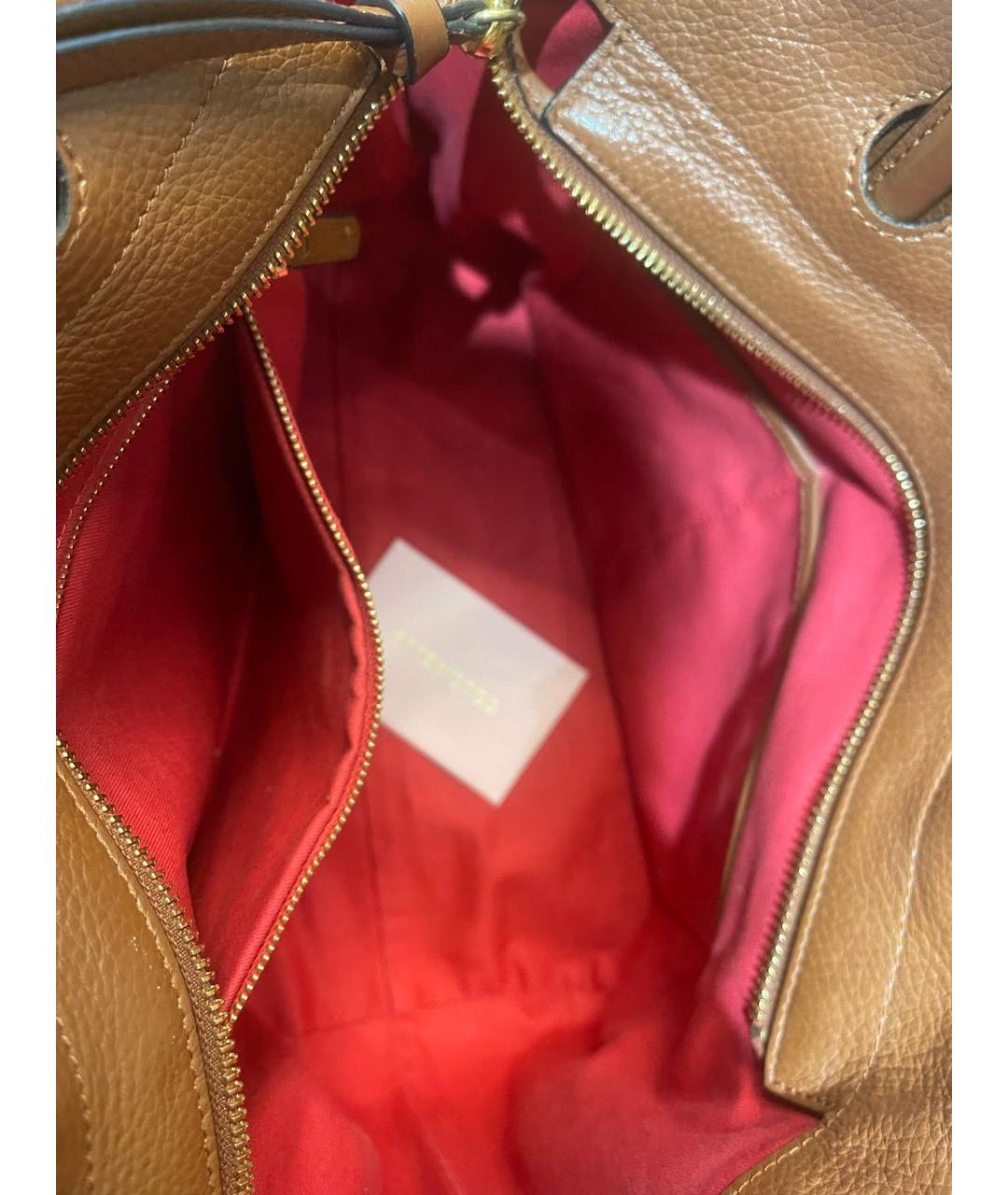 COCCINELLE Коричневая кожаная сумка тоут, фото 7