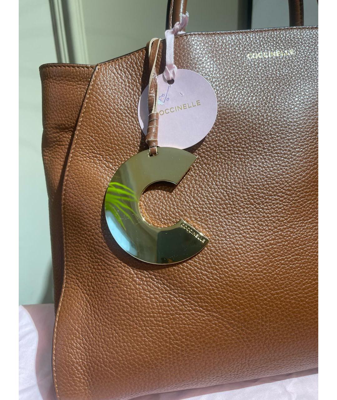 COCCINELLE Коричневая кожаная сумка тоут, фото 3