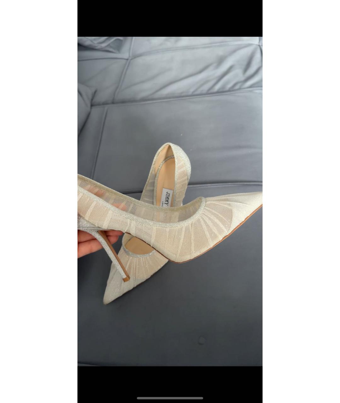 JIMMY CHOO Белые текстильные туфли, фото 5