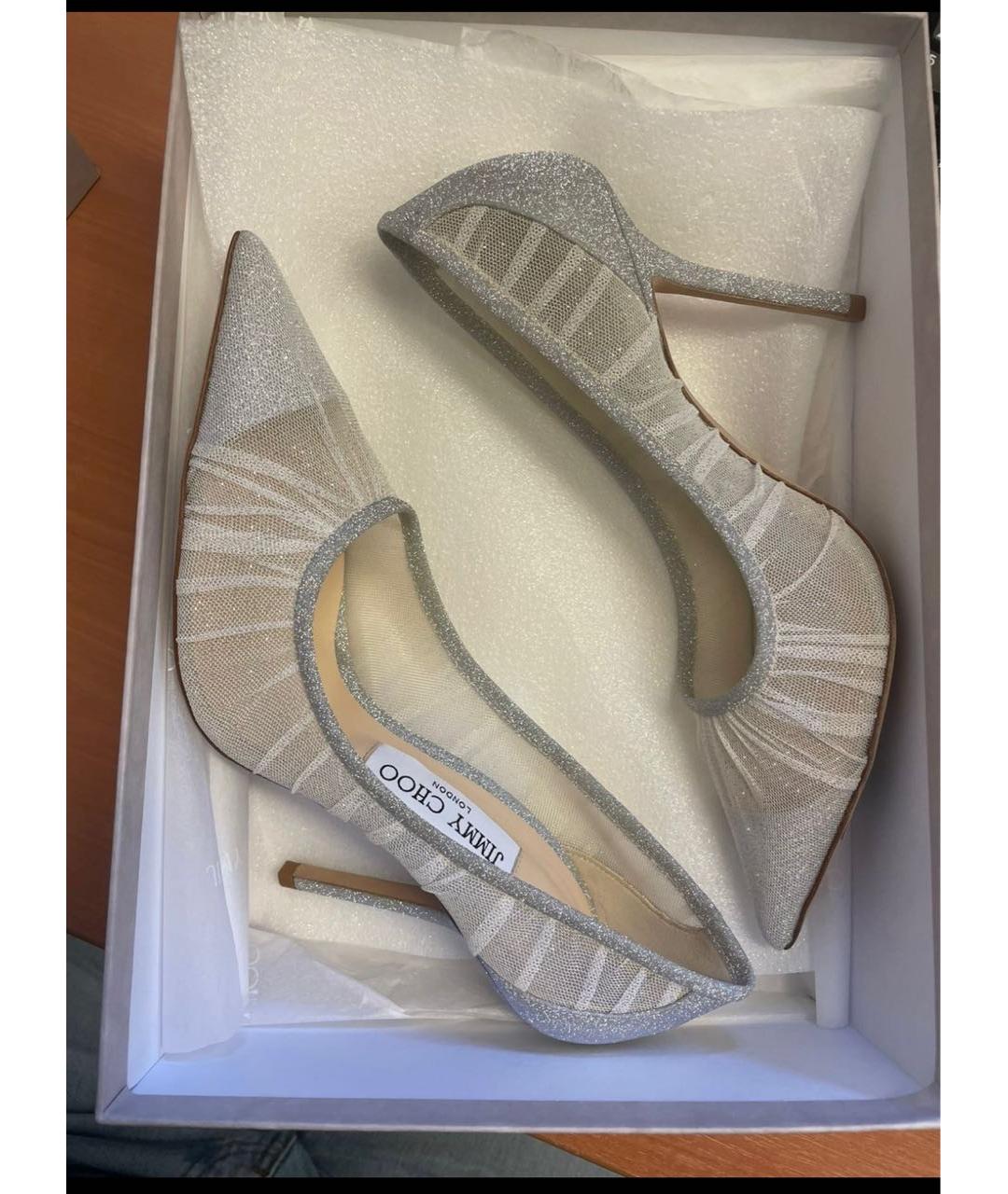 JIMMY CHOO Белые текстильные туфли, фото 4