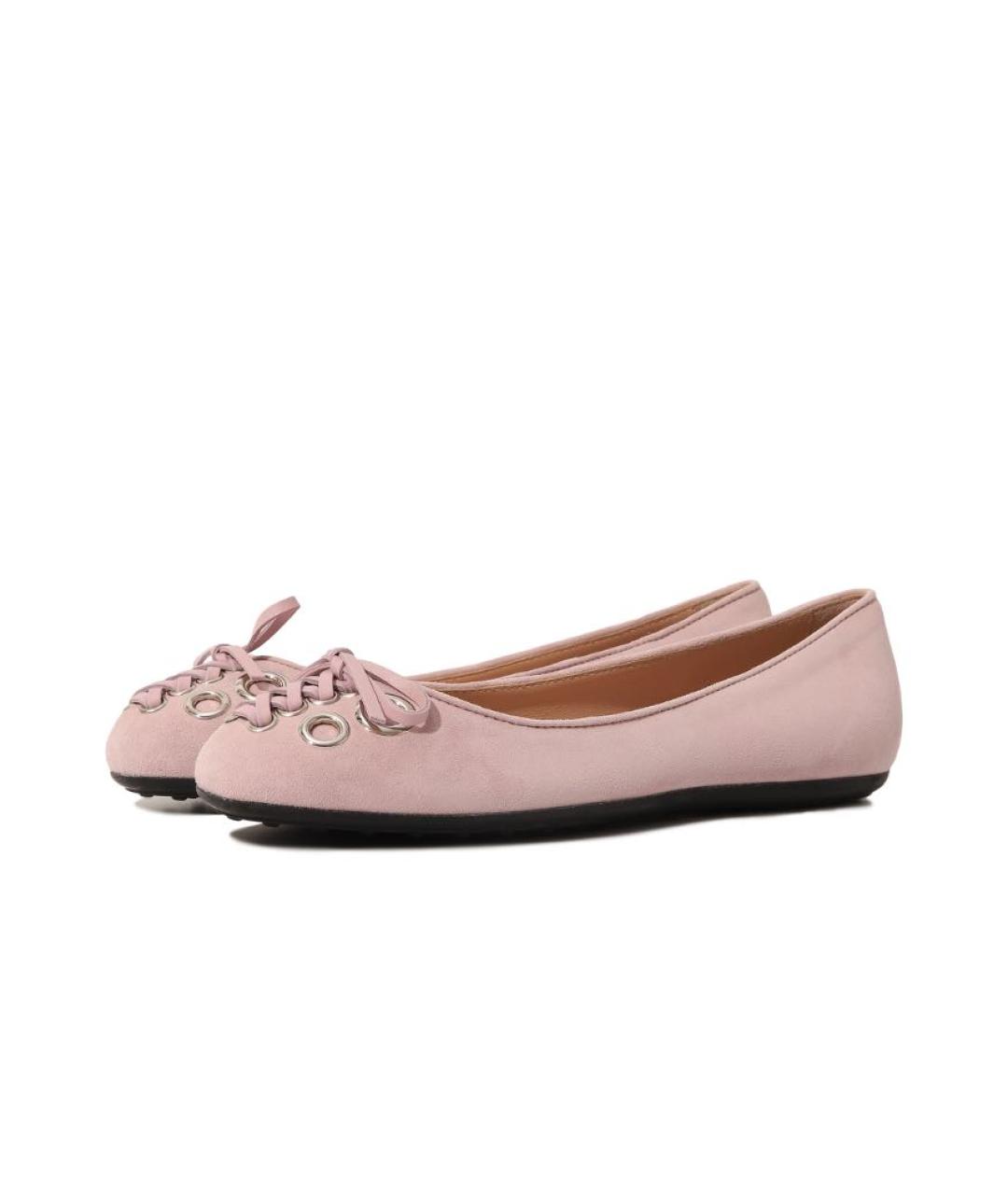 TOD'S Розовые замшевые балетки, фото 3