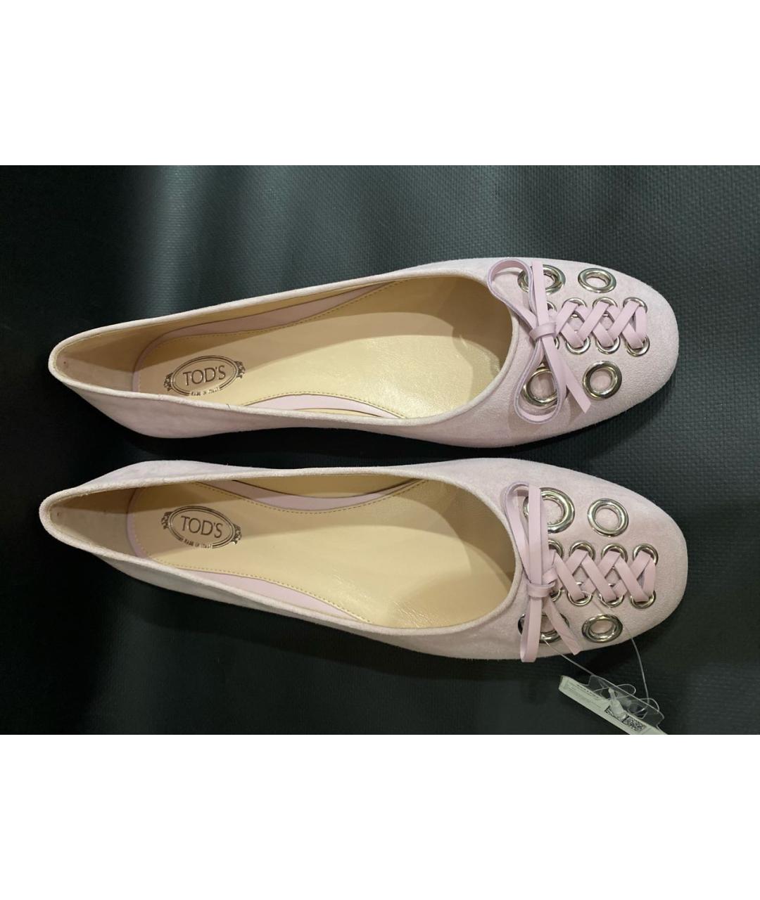 TOD'S Розовые замшевые балетки, фото 6