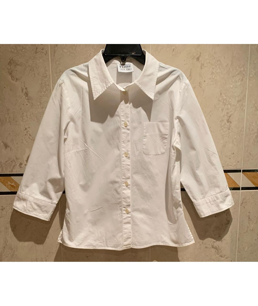 GIANFRANCO FERRE Белая хлопко-эластановая рубашка, фото 5
