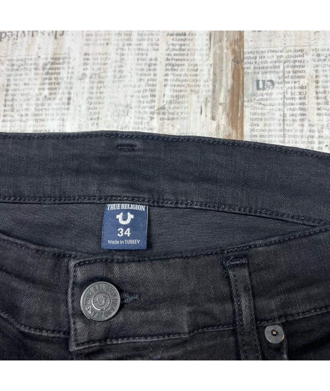 TRUE RELIGION Черные хлопко-полиэстеровые джинсы скинни, фото 4