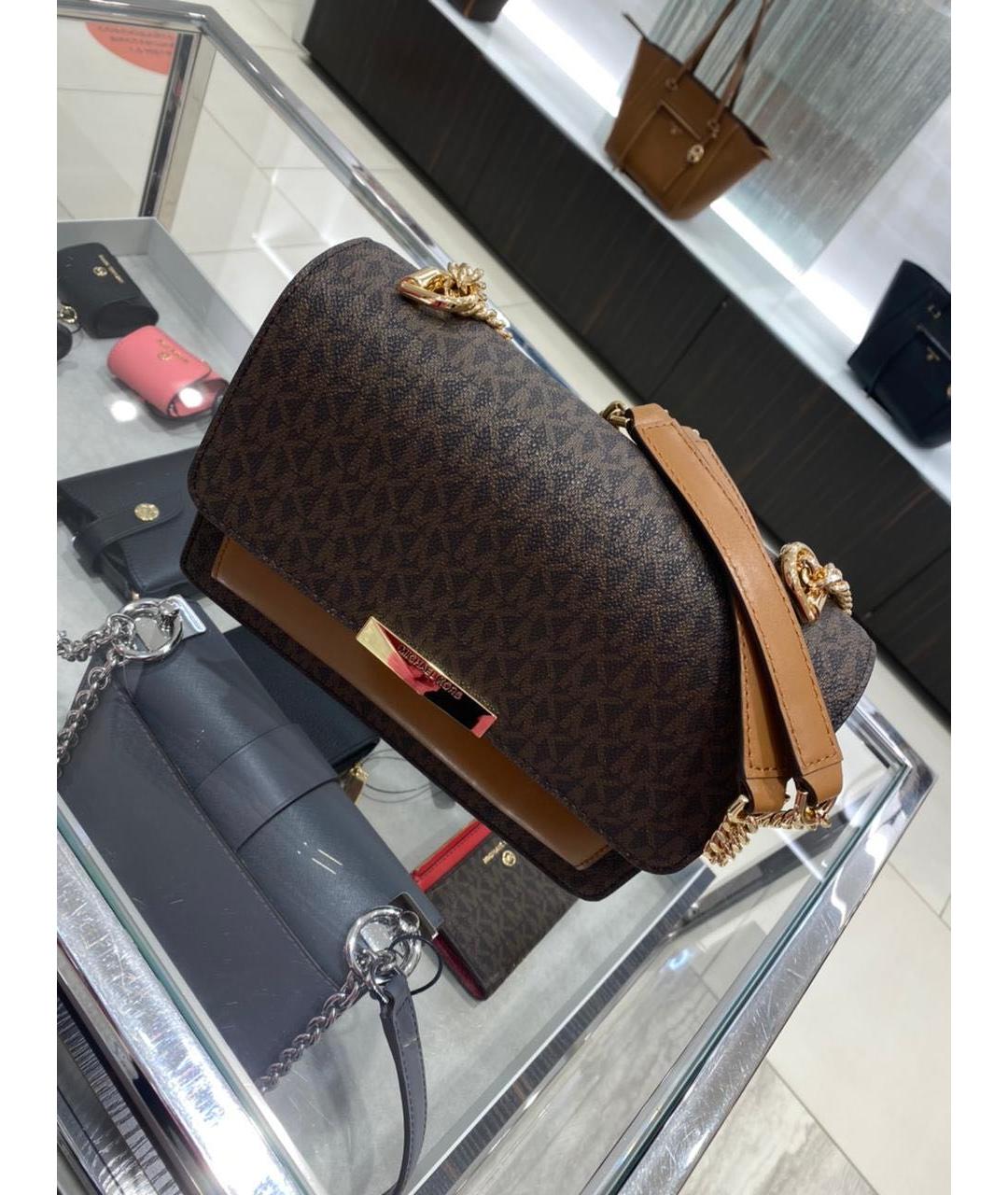 MICHAEL KORS Коричневая кожаная сумка с короткими ручками, фото 5