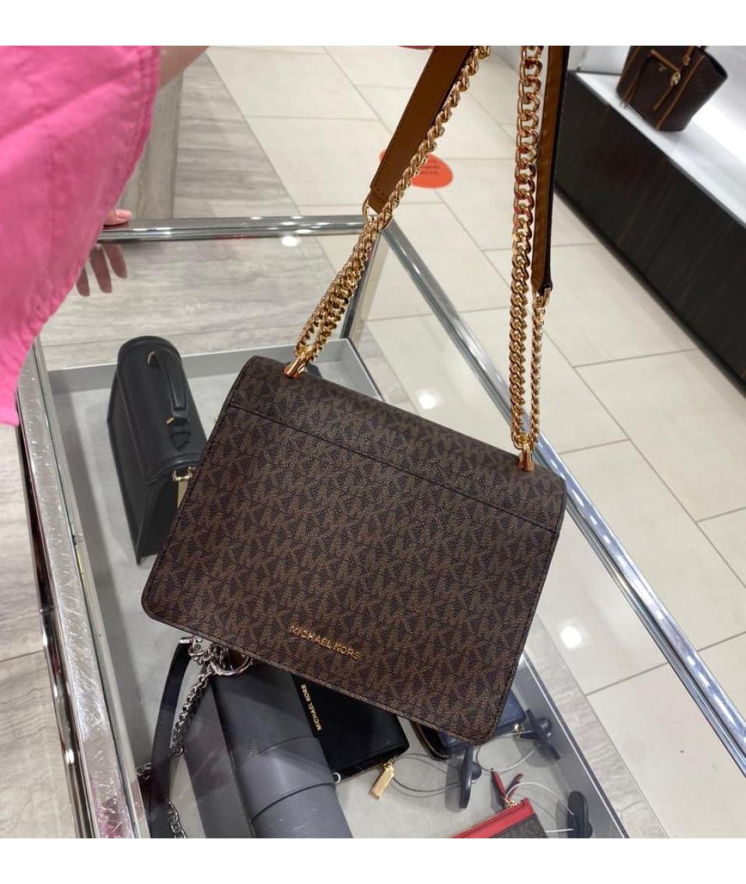 MICHAEL KORS Коричневая кожаная сумка с короткими ручками, фото 3