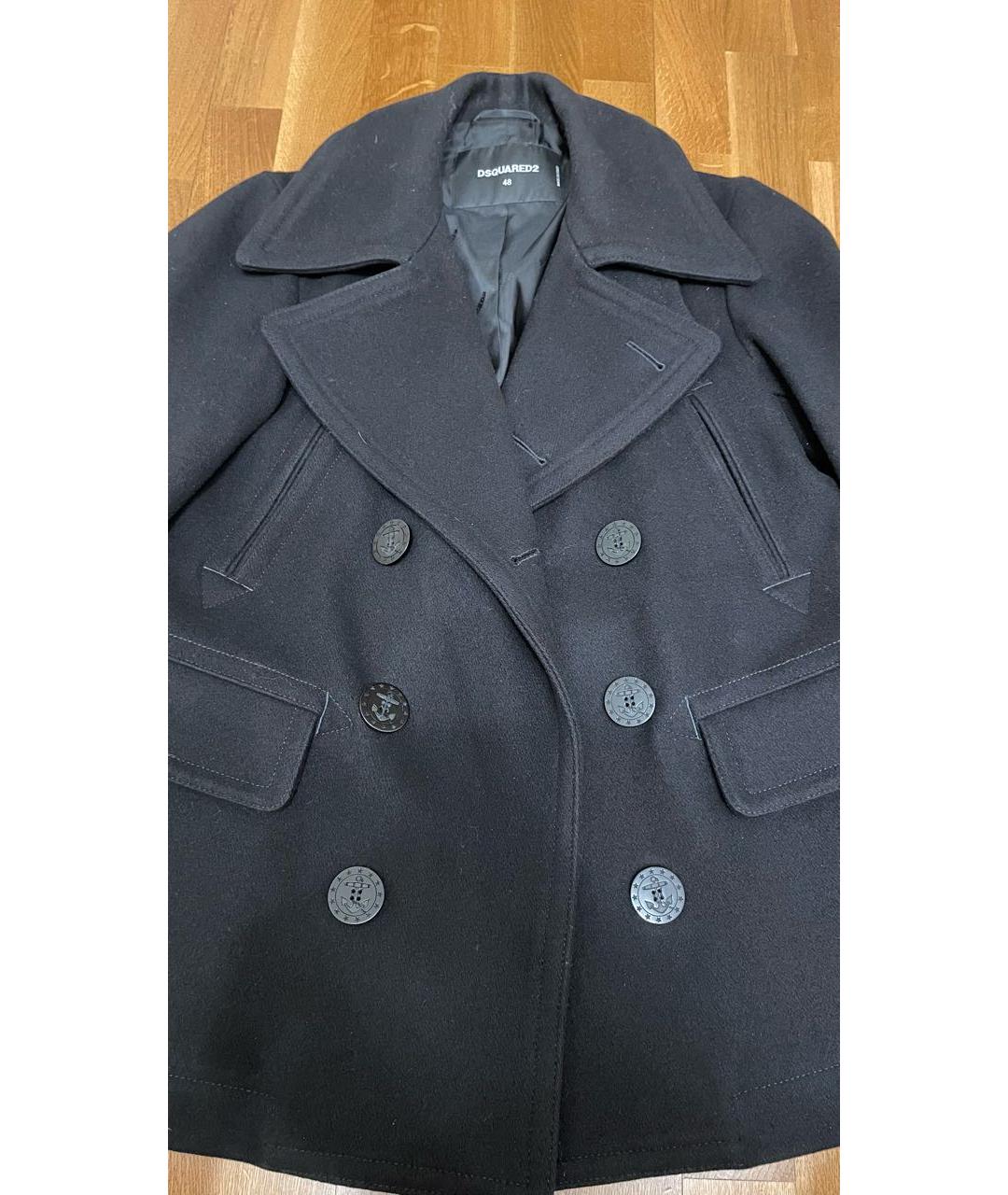 DSQUARED2 Черное шерстяное пальто, фото 3