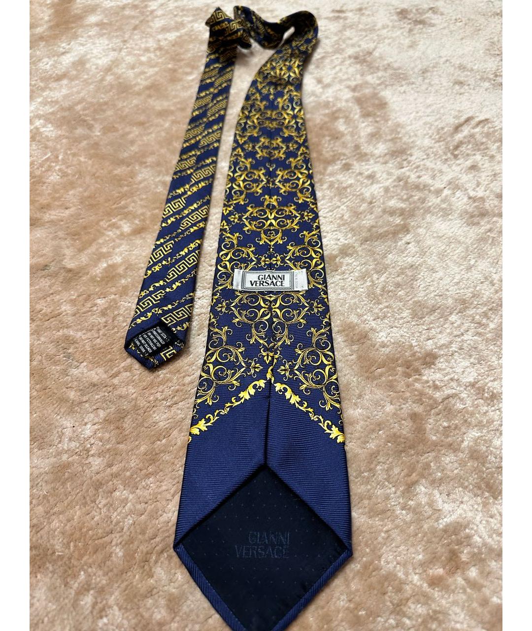VERSACE Темно-синий шелковый галстук, фото 3