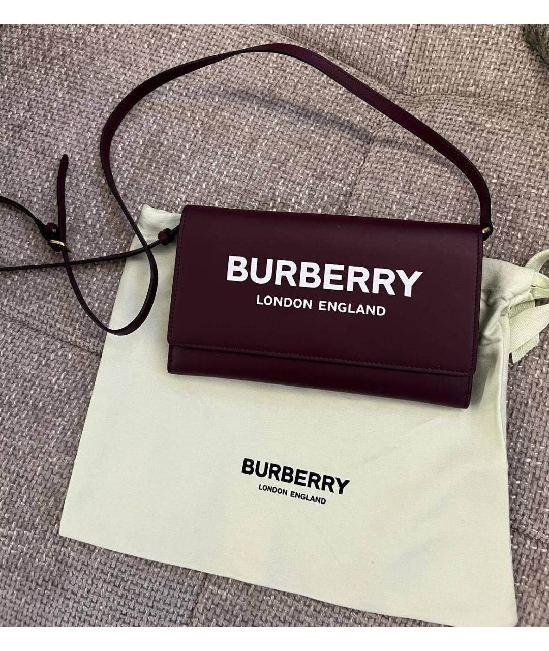 BURBERRY Бордовая сумка через плечо из лакированной кожи, фото 5
