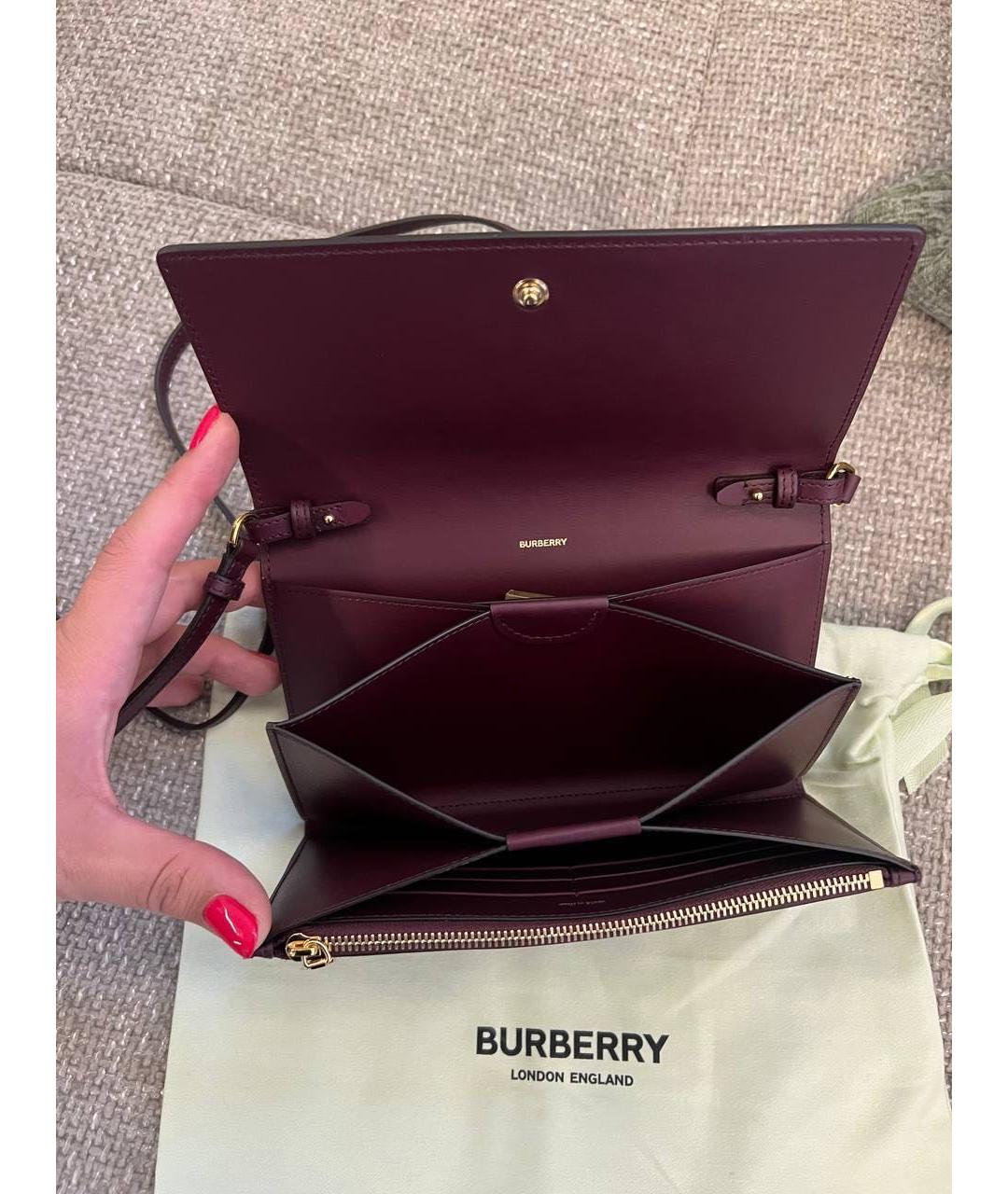 BURBERRY Бордовая сумка через плечо из лакированной кожи, фото 3