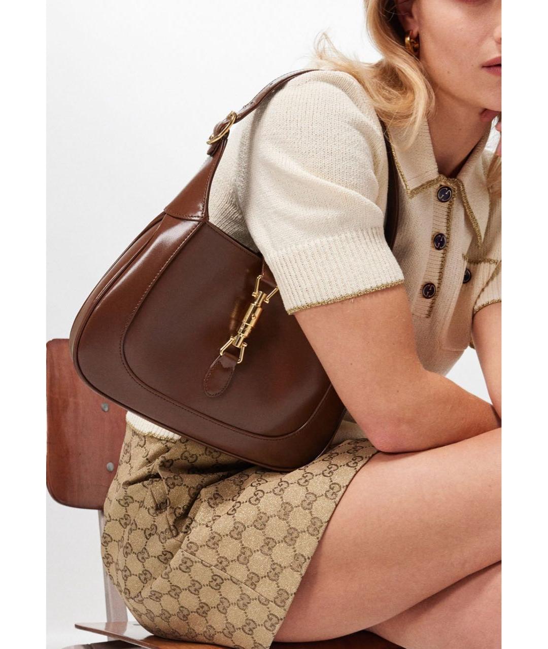 GUCCI Коричневая кожаная сумка через плечо, фото 7