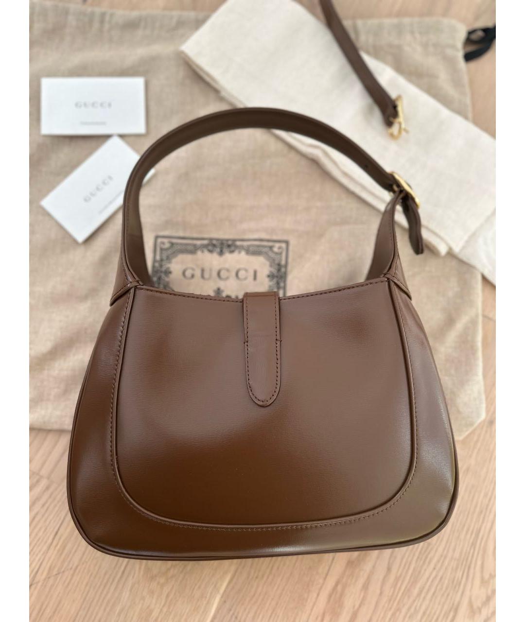 GUCCI Коричневая кожаная сумка через плечо, фото 3