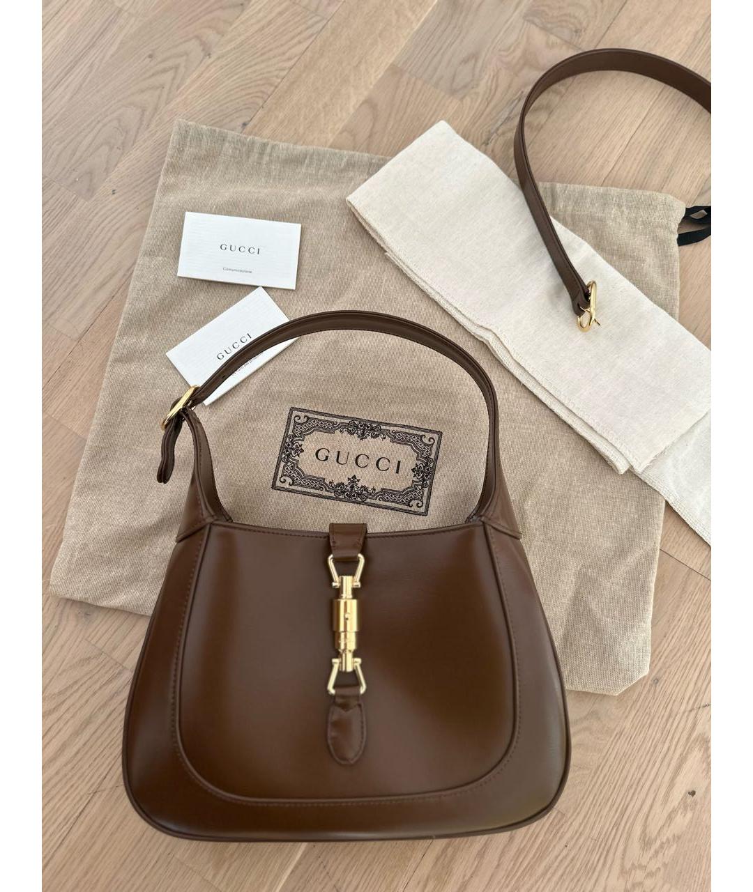 GUCCI Коричневая кожаная сумка через плечо, фото 5