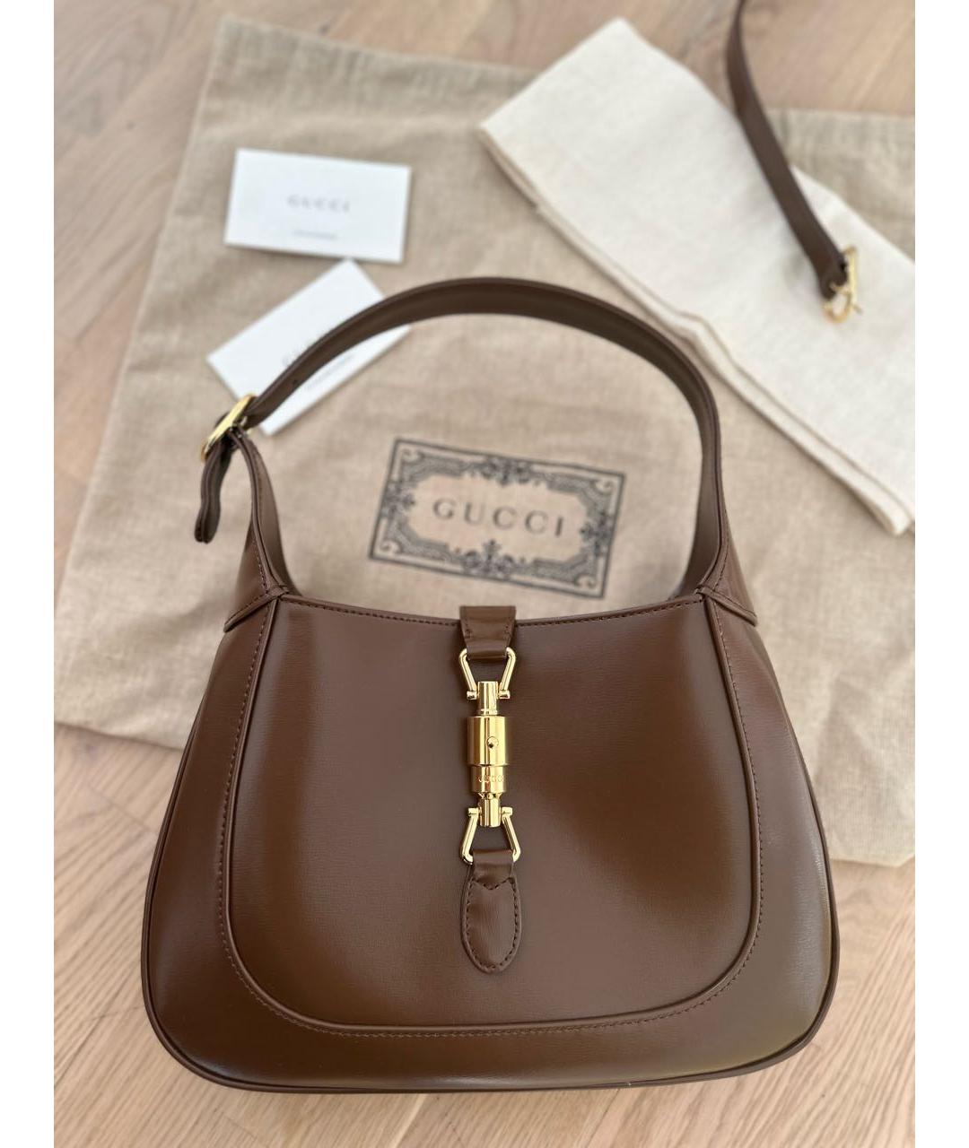 GUCCI Коричневая кожаная сумка через плечо, фото 2