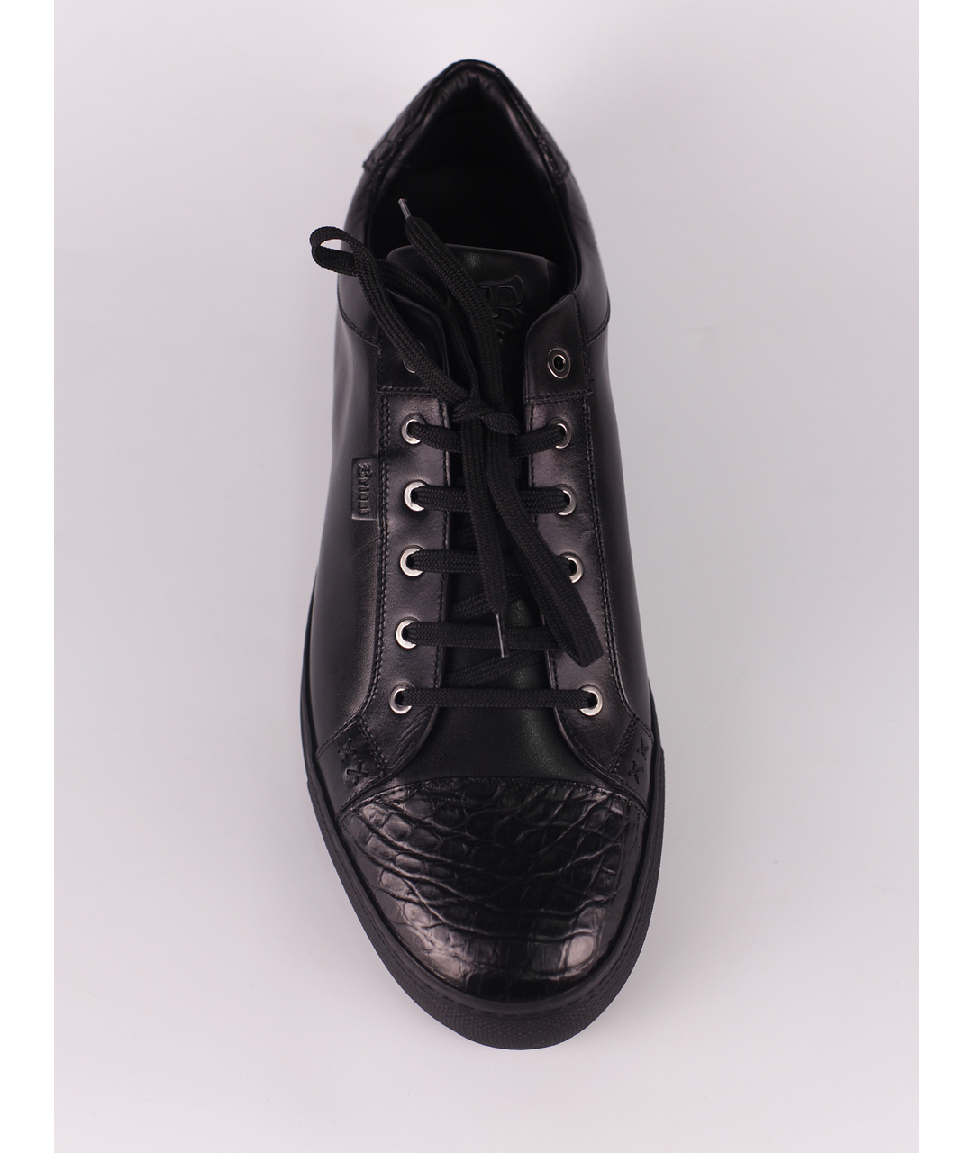 BRIONI Черные низкие кроссовки / кеды из экзотической кожи, фото 4