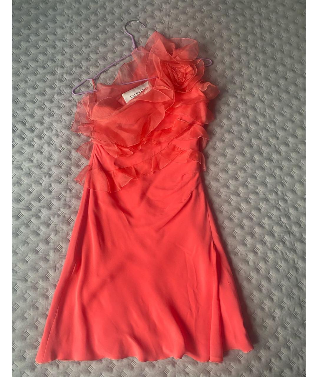 VALENTINO Коралловое шифоновое коктейльное платье, фото 6