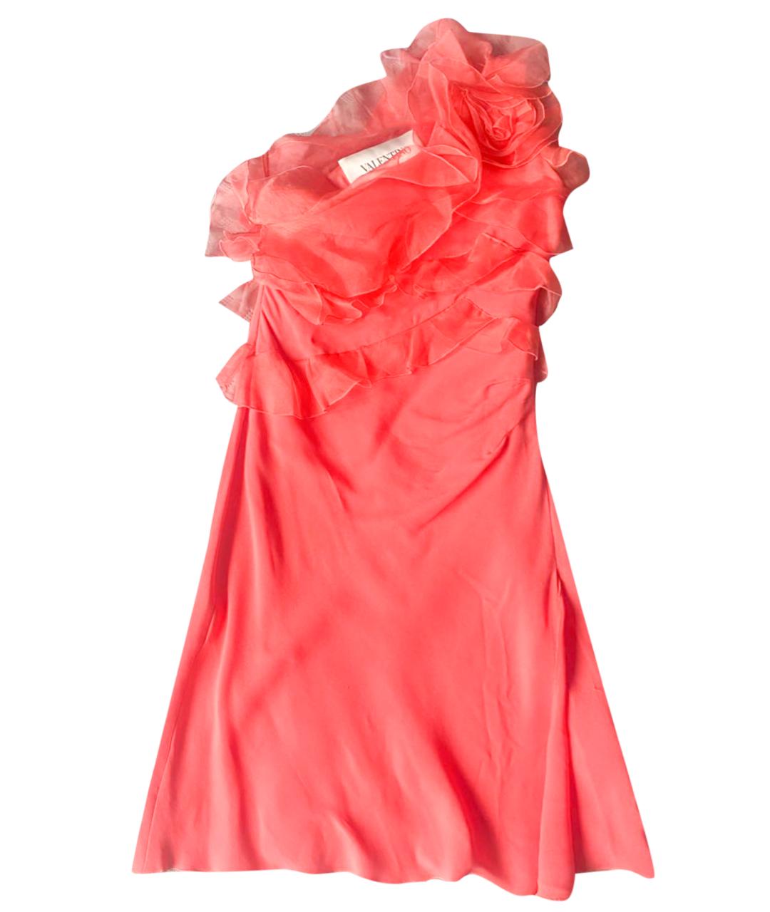 VALENTINO Коралловое шифоновое коктейльное платье, фото 1