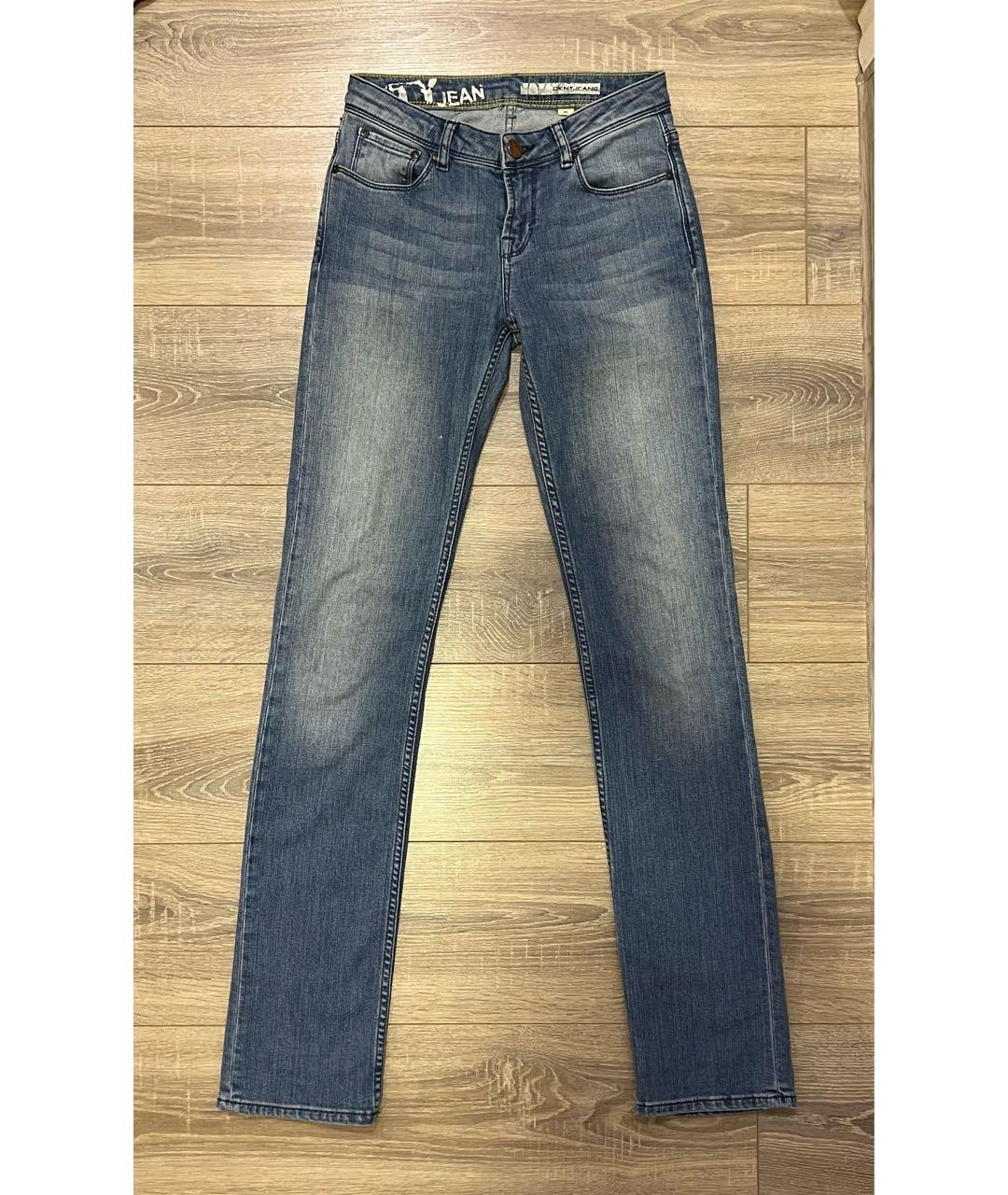 DKNY Синие хлопко-эластановые прямые джинсы, фото 5