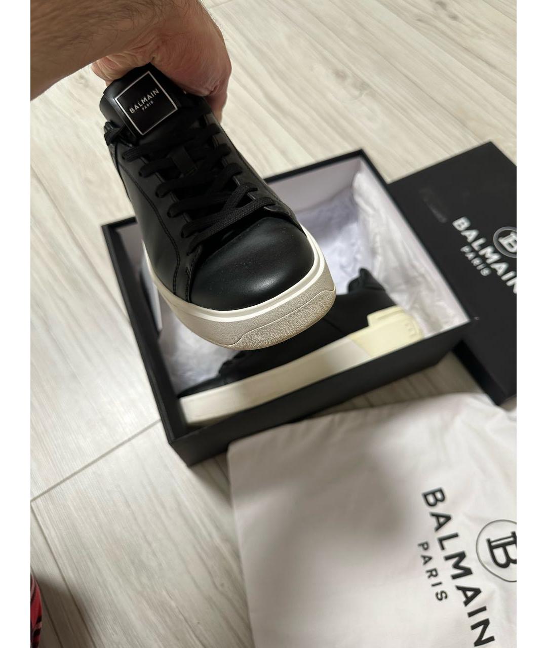 BALMAIN Черные кожаные низкие кроссовки / кеды, фото 6