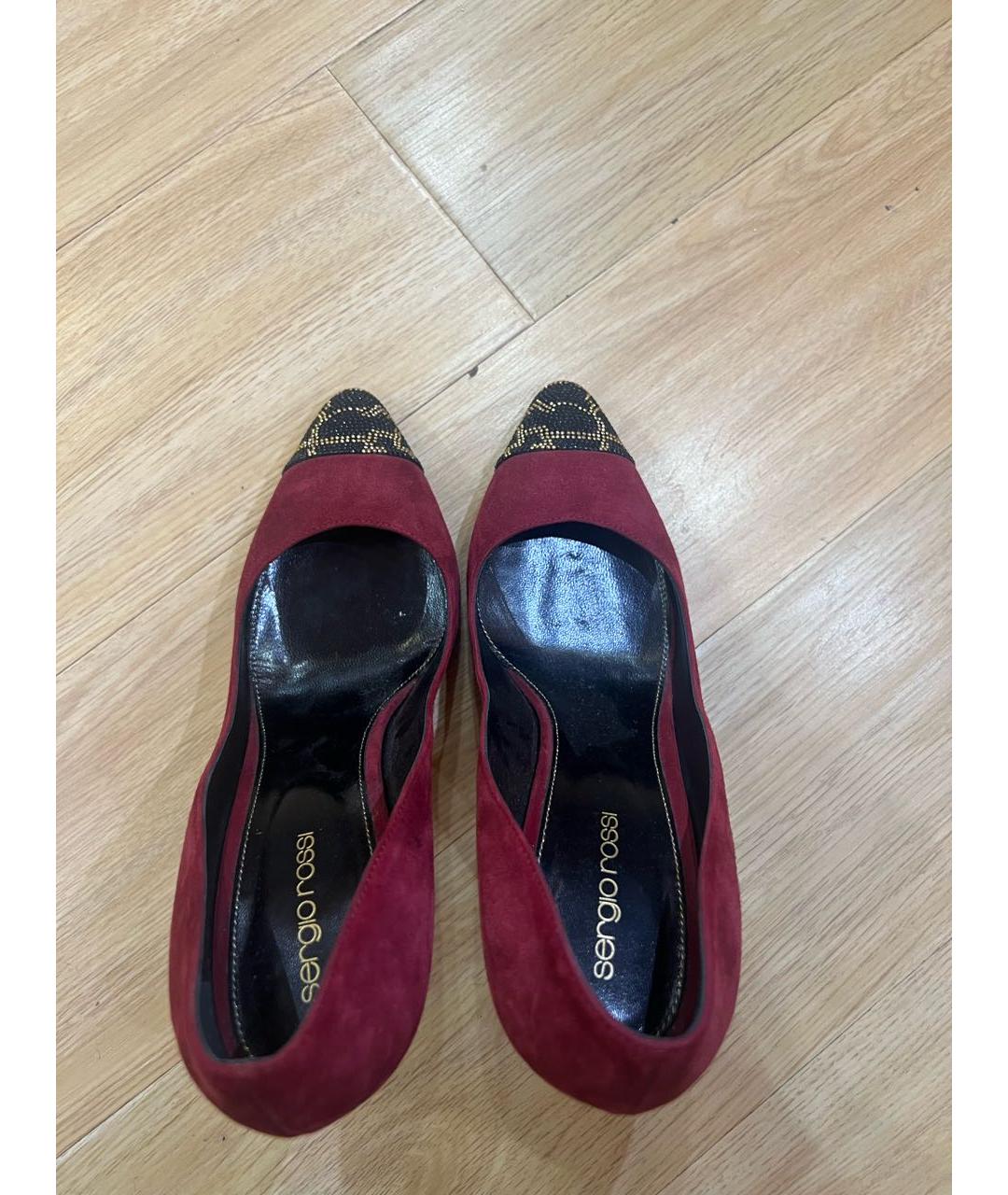 SERGIO ROSSI Бордовые замшевые туфли, фото 3