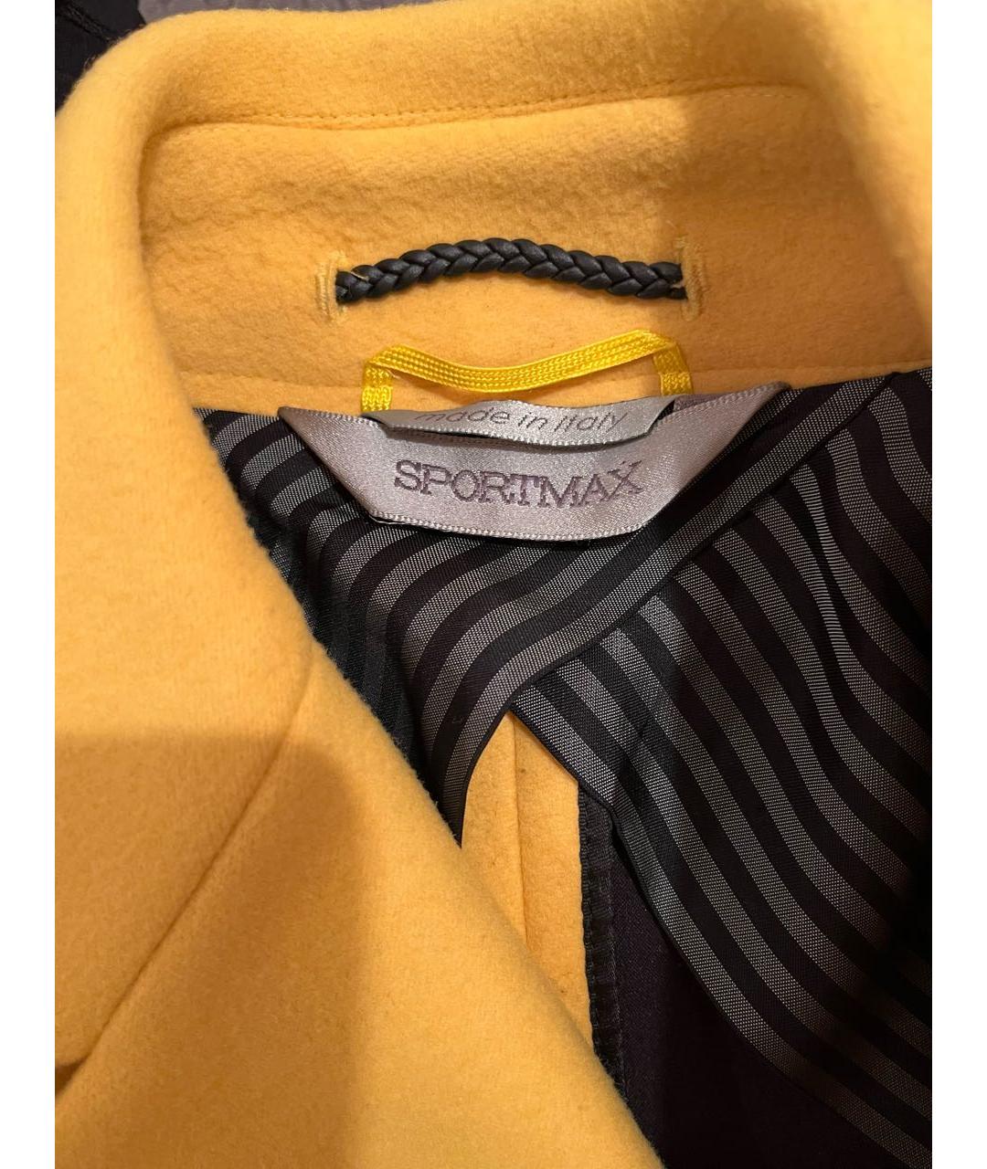 SPORTMAX Желтое шерстяное пальто, фото 3