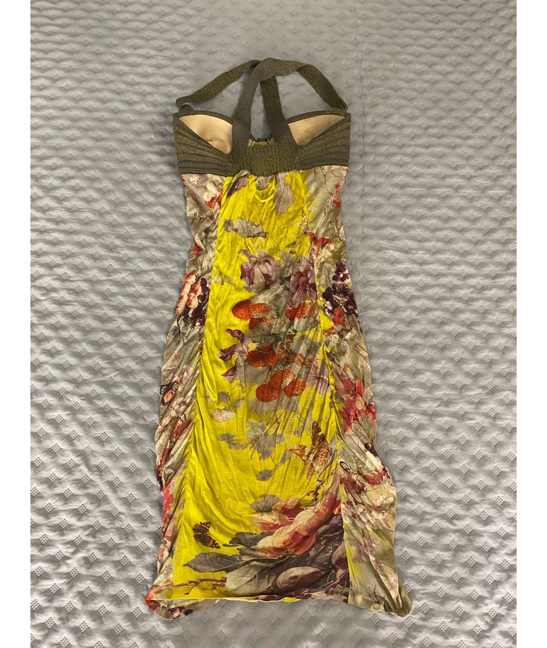 JEAN PAUL GAULTIER Желтое шелковое коктейльное платье, фото 2