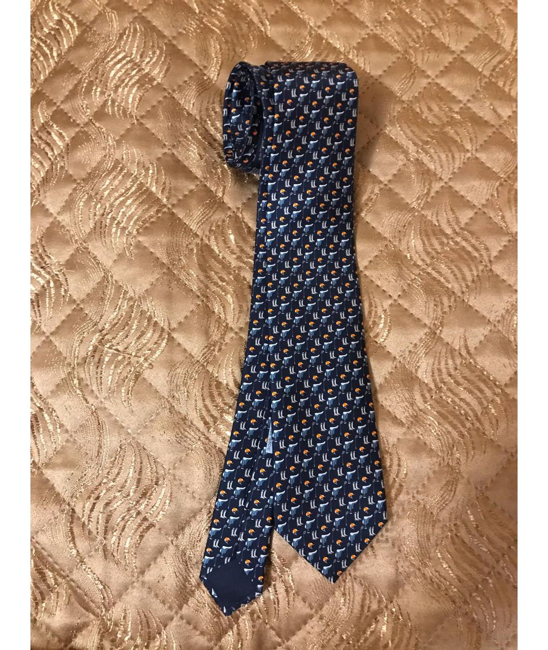 HERMES PRE-OWNED Темно-синий шелковый галстук, фото 5