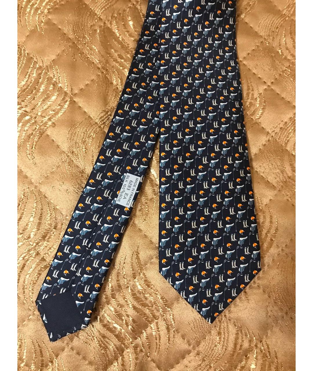 HERMES PRE-OWNED Темно-синий шелковый галстук, фото 2