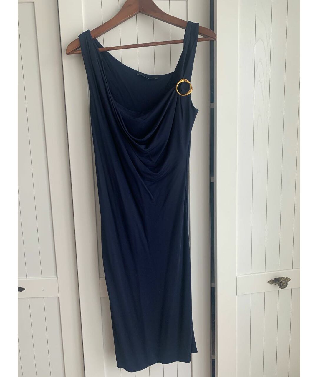 GUCCI Темно-синее вискозное коктейльное платье, фото 5