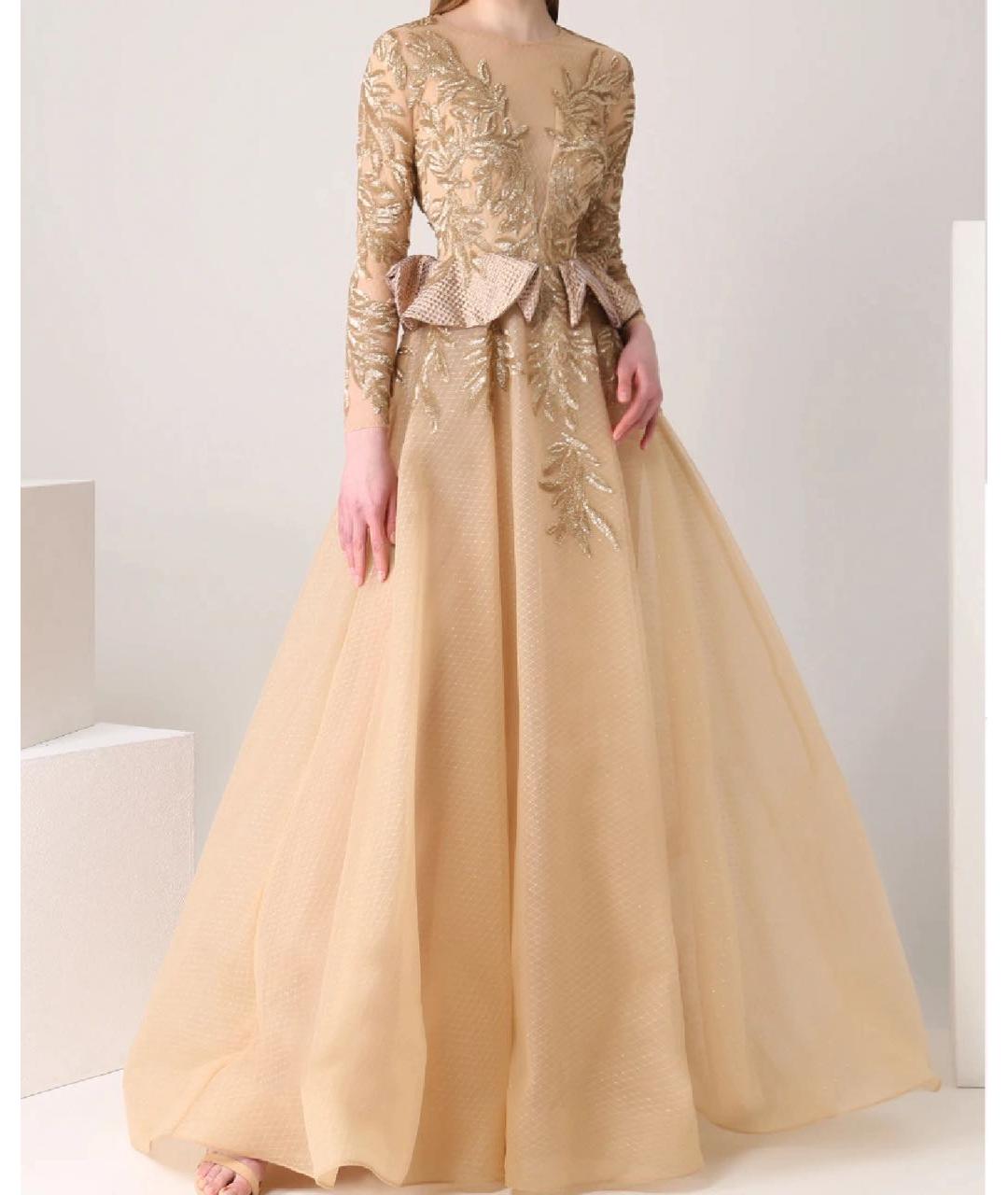 SAIID KOBEISY Золотое кружевное вечернее платье, фото 3