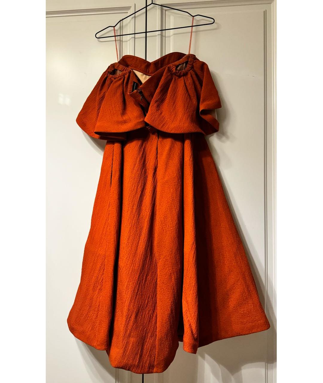 VIKA GAZINSKAYA Оранжевое шелковое коктейльное платье, фото 2