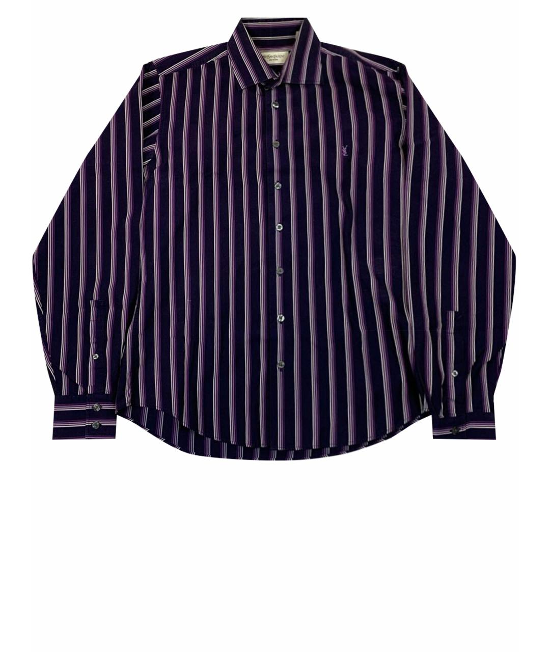 SAINT LAURENT Фиолетовая хлопко-полиэстеровая классическая рубашка, фото 1