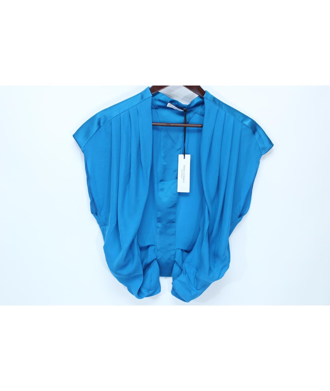 VERSACE COLLECTION Голубая шелковая блузы, фото 10