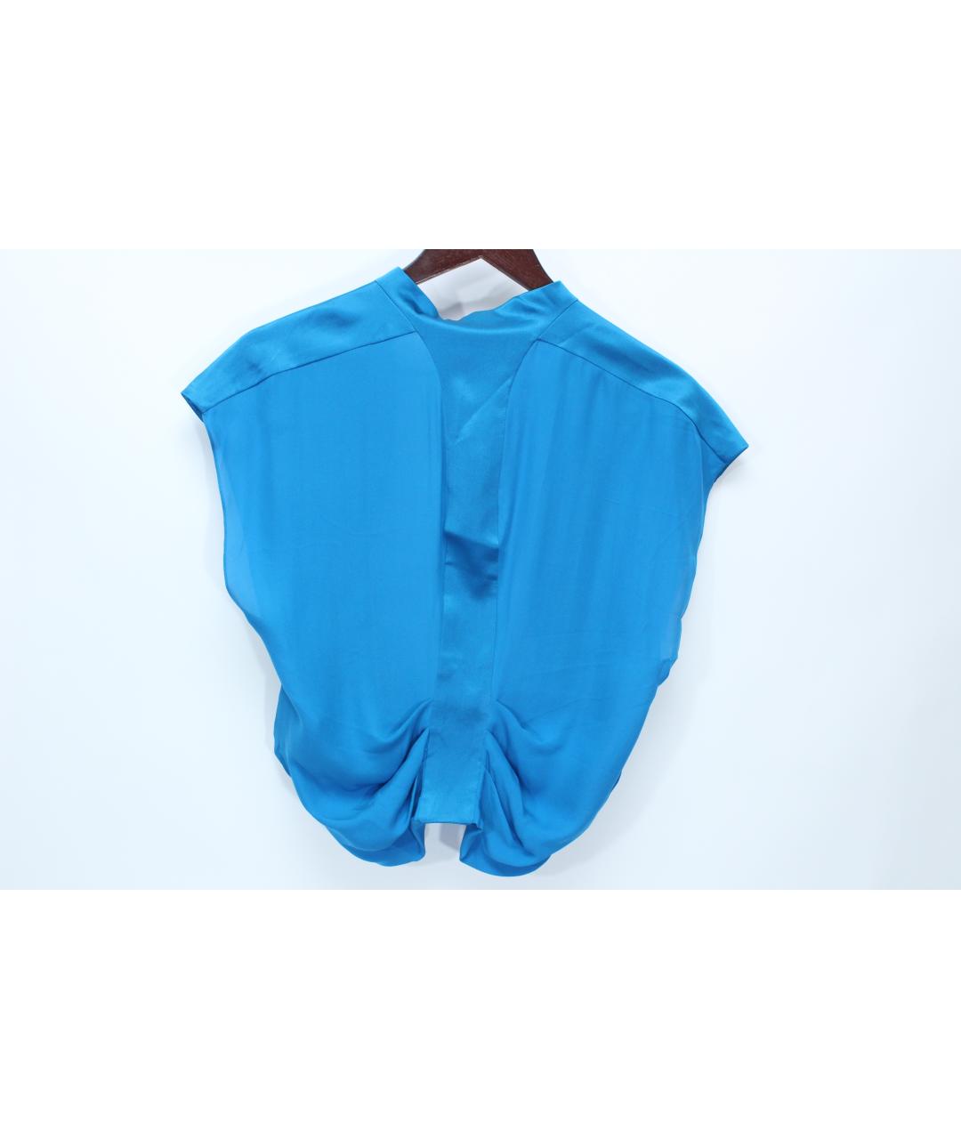 VERSACE COLLECTION Голубая шелковая блузы, фото 5