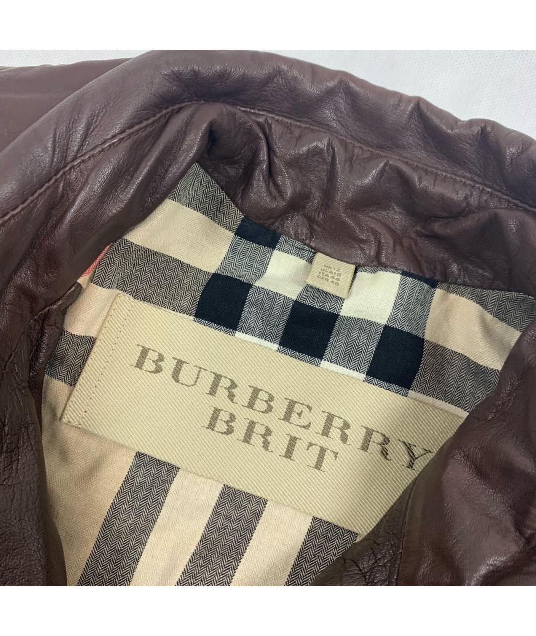 BURBERRY Коричневая кожаная куртка, фото 4