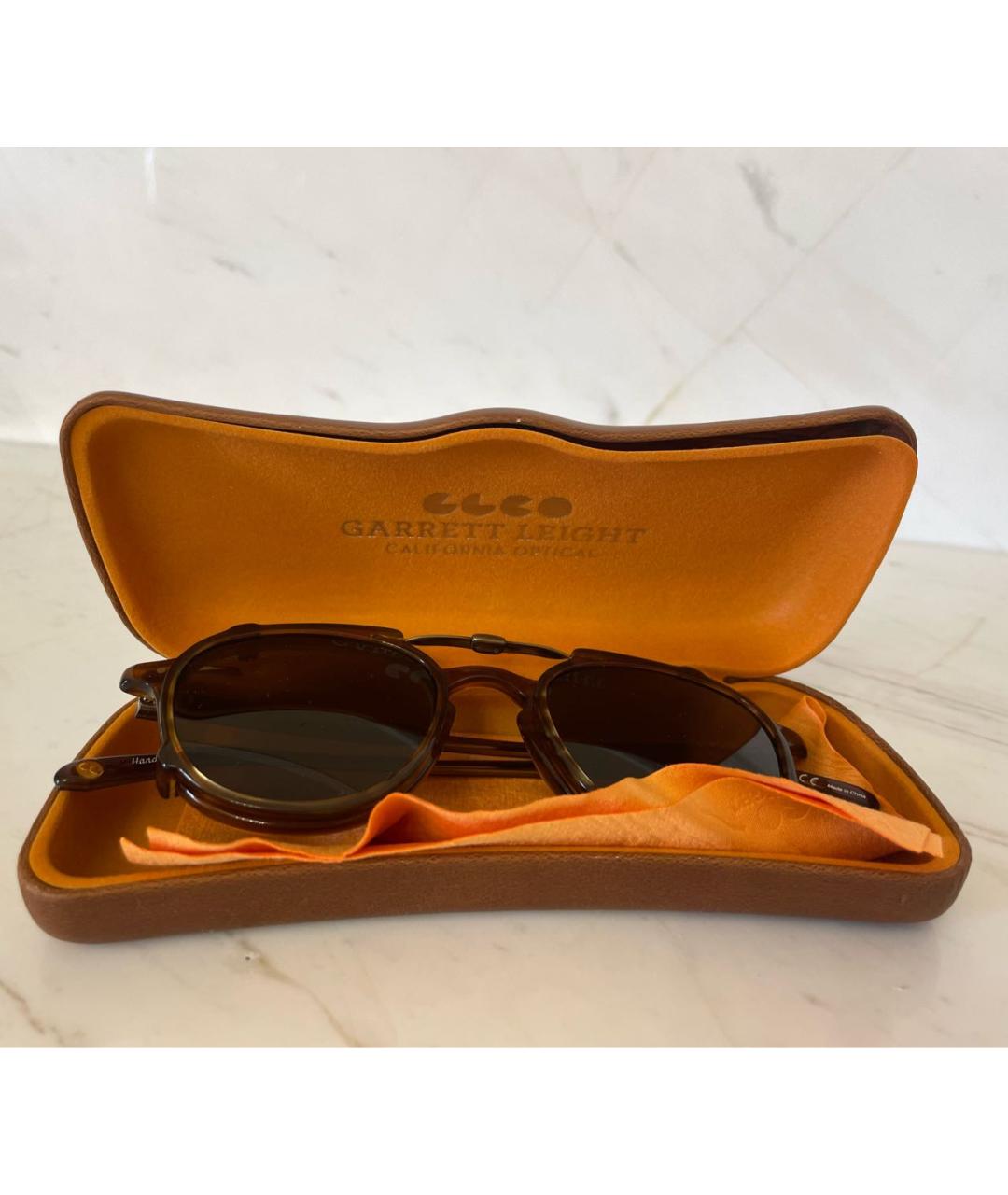 GARRETT LEIGHT Коричневые пластиковые солнцезащитные очки, фото 6