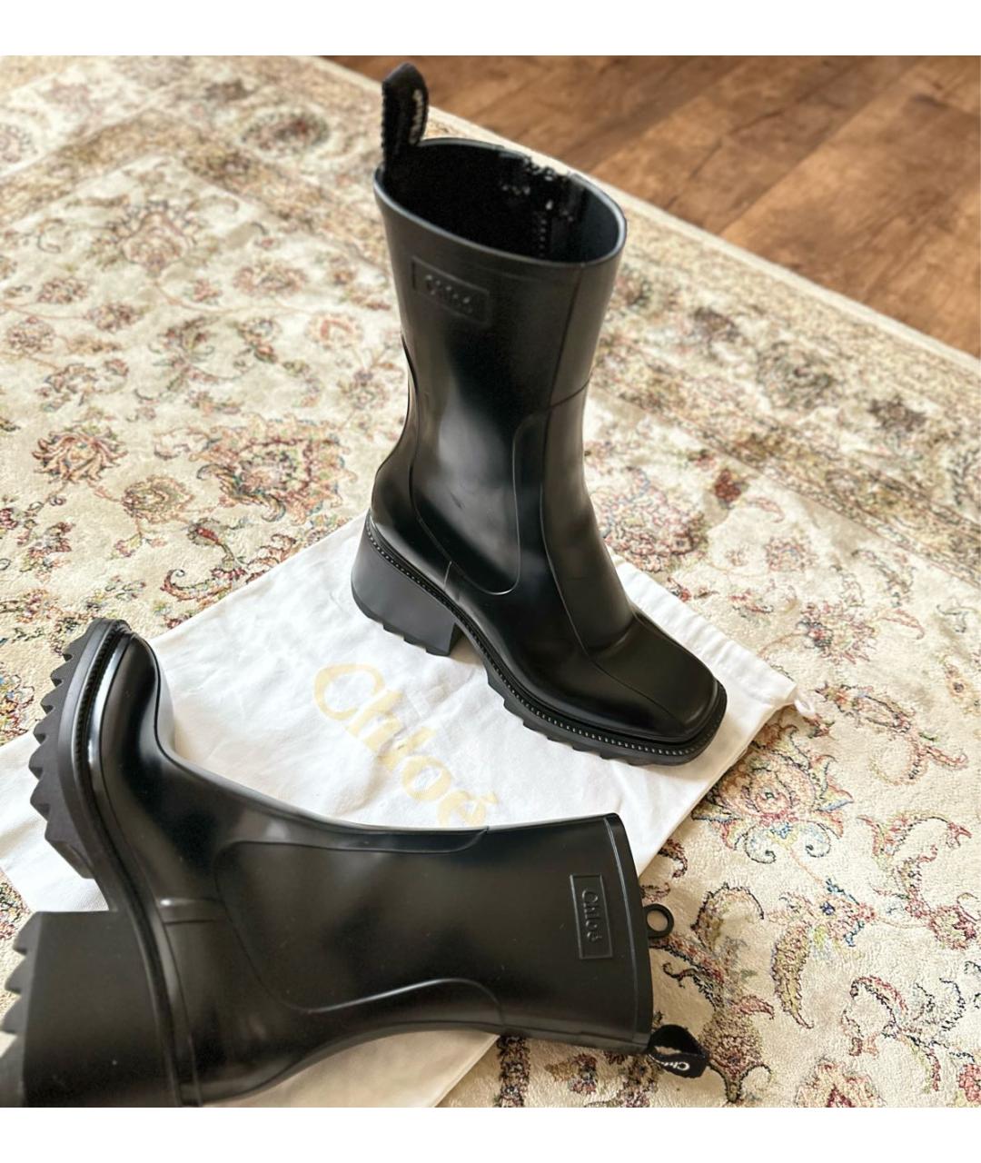 CHLOE Черные резиновые полусапоги, фото 7