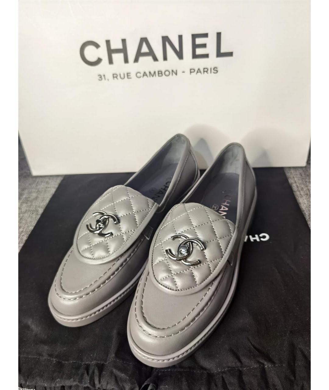 CHANEL Серые кожаные лоферы, фото 2