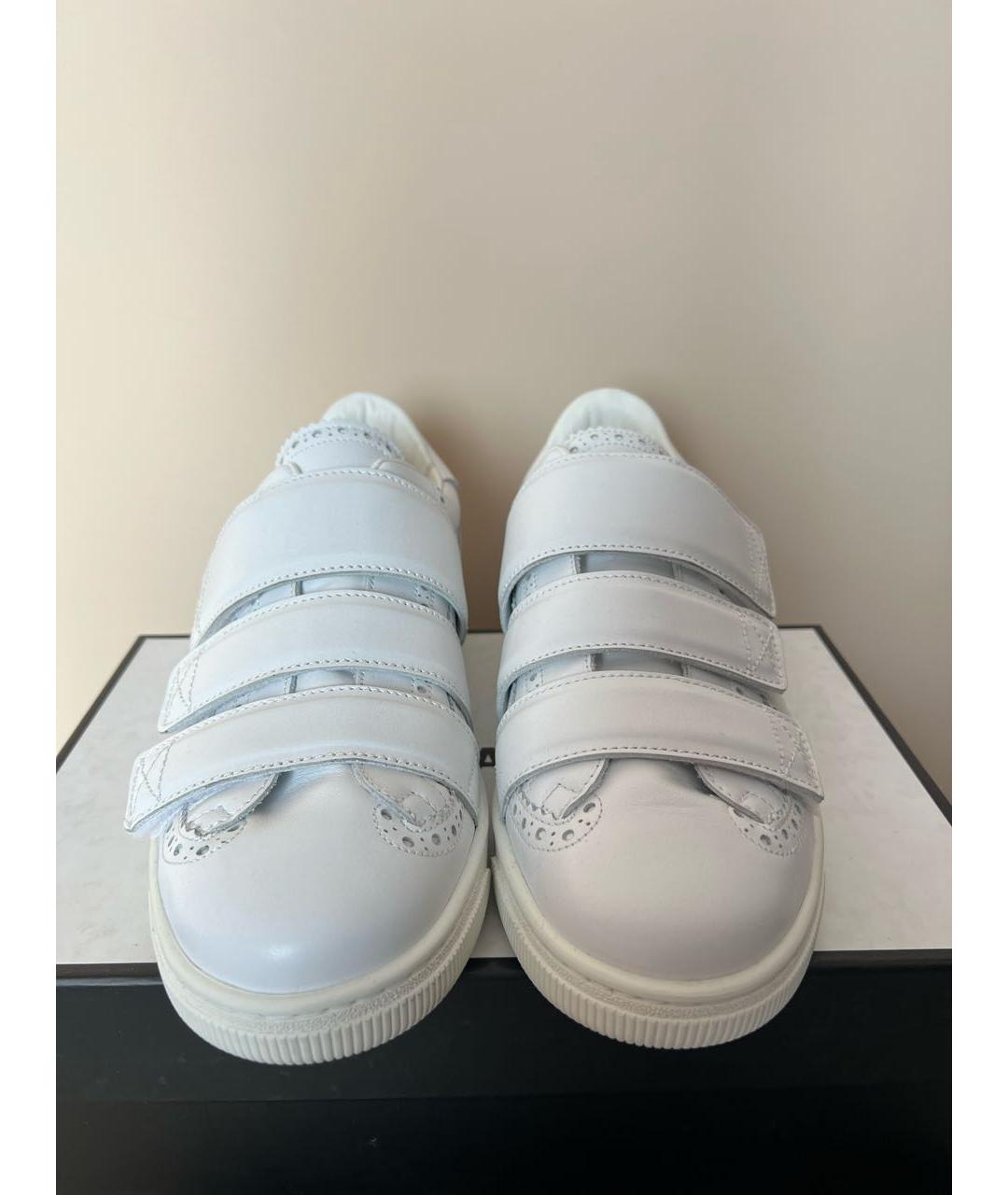 DSQUARED2 Белые кожаные низкие кроссовки / кеды, фото 3