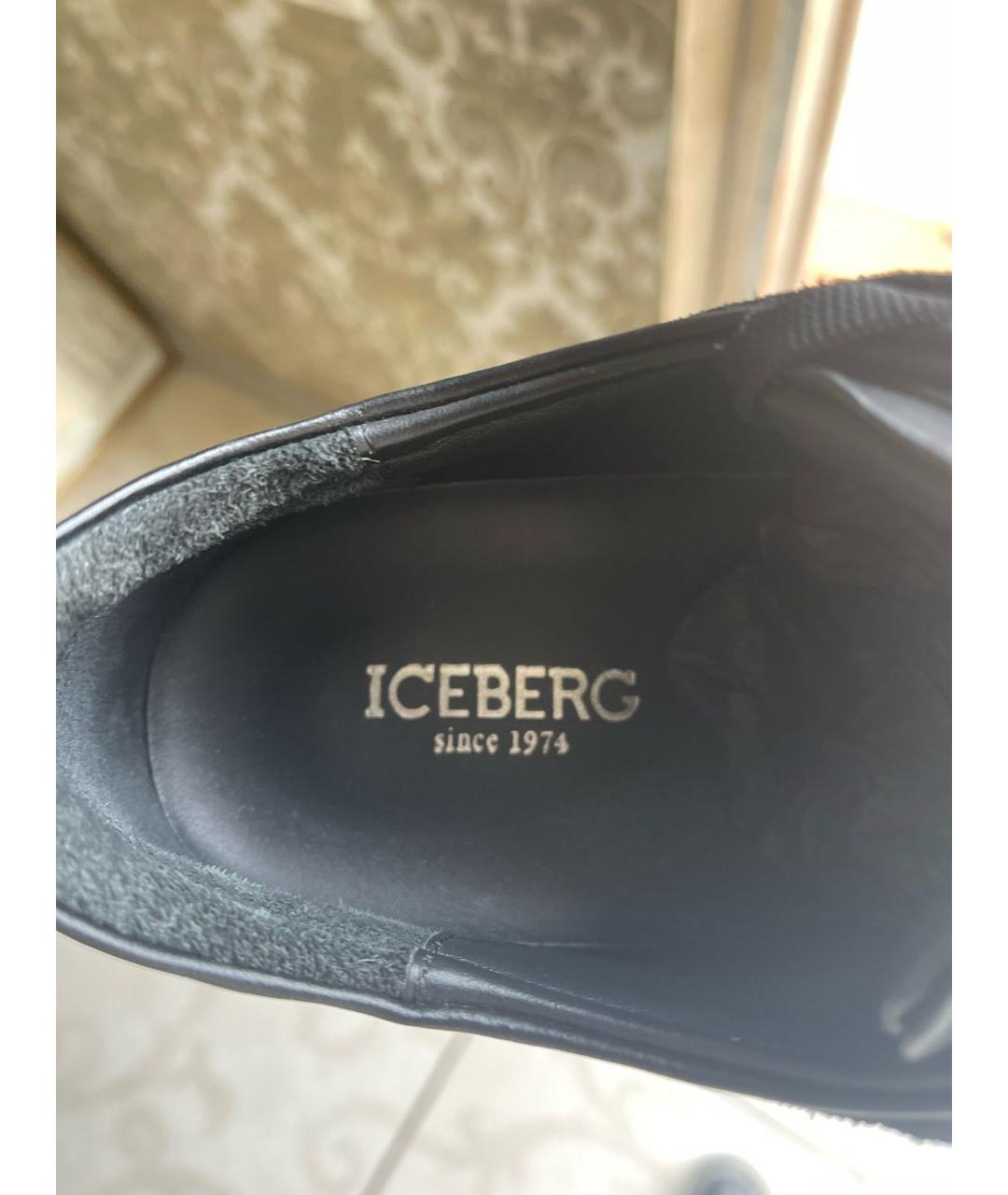 ICEBERG Черные нубуковые низкие кроссовки / кеды, фото 5