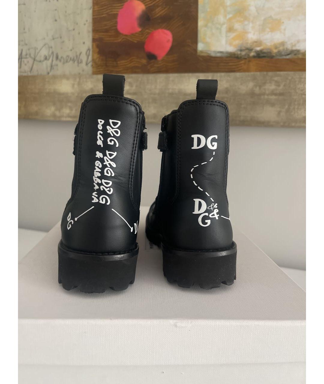 DOLCE&GABBANA Черные кожаные ботинки, фото 2