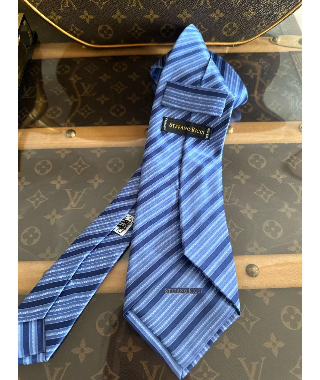 STEFANO RICCI Голубой шелковый галстук, фото 3
