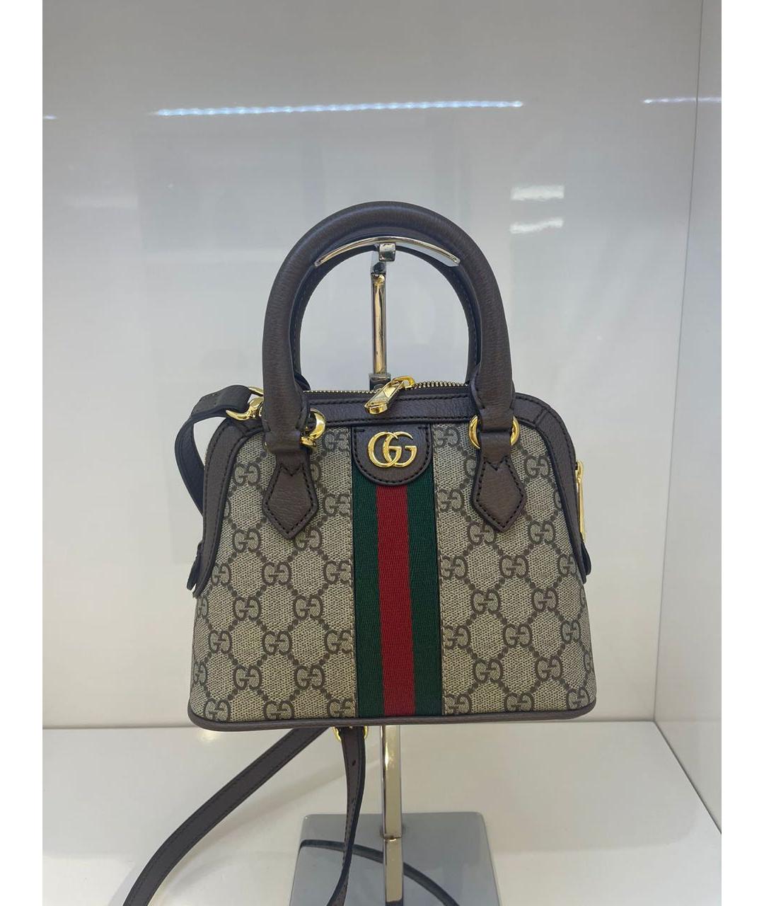 GUCCI Коричневая кожаная сумка с короткими ручками, фото 3
